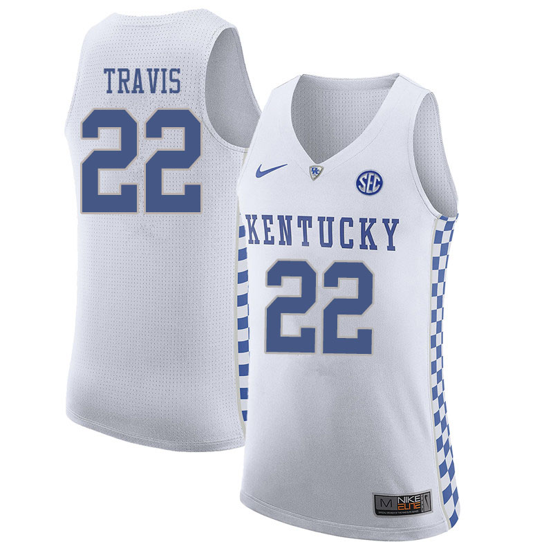 Men #22 Reid Travis Kentucky Wildcats College Basketball Jersyes Sale-White - Click Image to Close